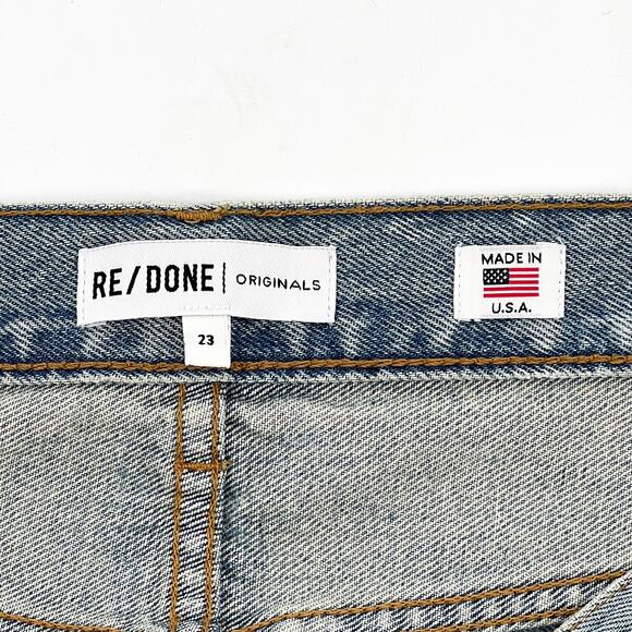 RE/DONE Grunge Destroyed Straight Jeans Women’s Size 23 Dirty Destroy Distressed - Picture 4 of 7
